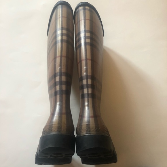 burberry nova check rain boots